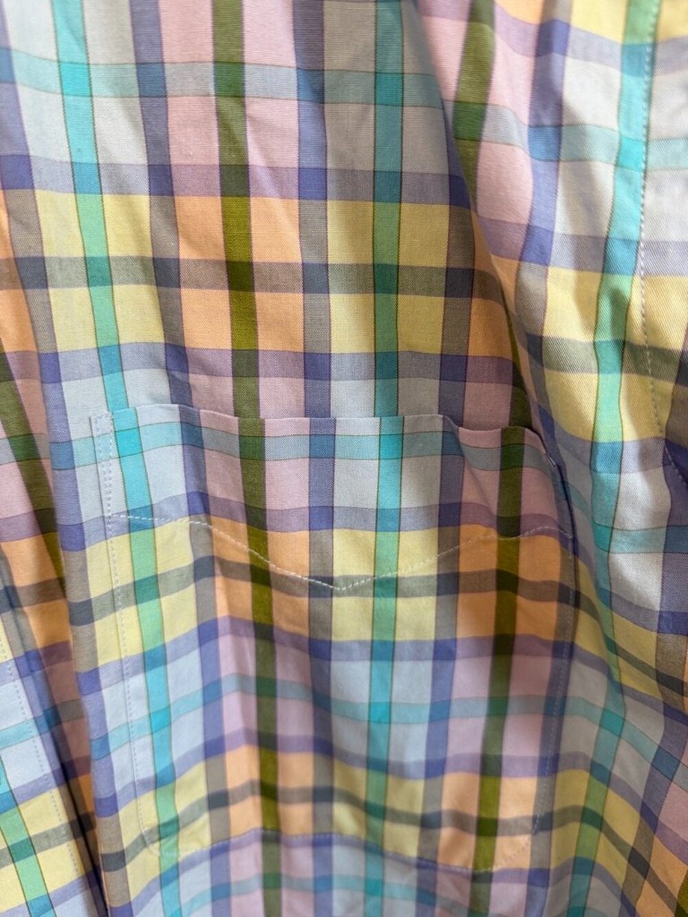 Alan Flusser Men’s Medium Multicolor Plaid Short Sleeve Button Down Shirt - Picture 3 of 6